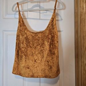 Vince Velvet Panne Tank Top Bronze Gold Large